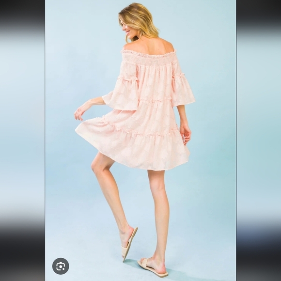 Flying Monkey Dresses & Skirts - A. Calin Fyling Tomato Off Shoulder Boho Cottagecore Peasant Tiered Dress, Large